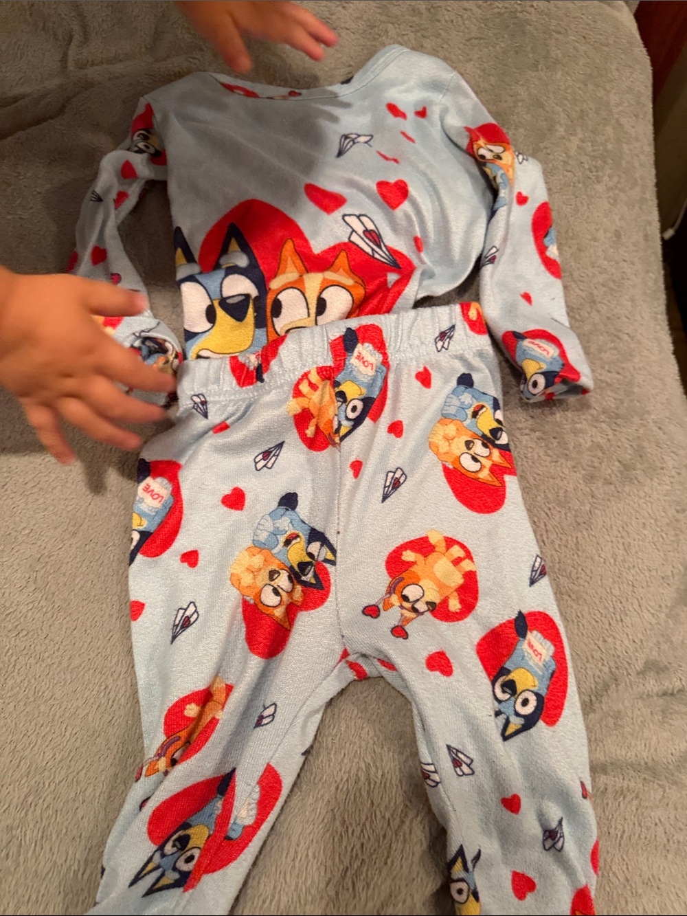 Kids Light Blue Character Footed One-Piece Pajama